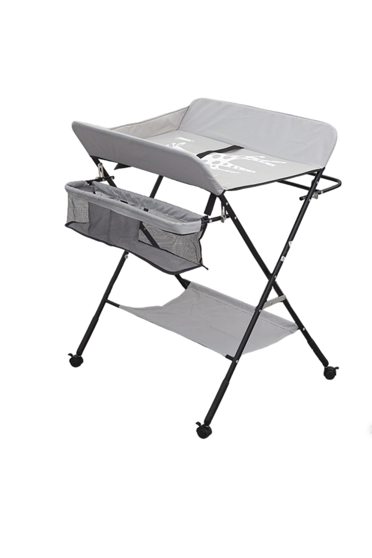 Kikibebe Babycare Diaper Changing Table With Wheels – 5-Level Height Adjustable Infant Care Station With Storage Shelf – Grey