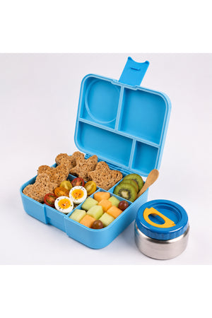 Cocobee Dino Bento Lunch Box With Food Jar, 4 Compartments, Leakproof & Odour-Free, Bpa-Free, 1.67L, Microwave Safe – Blue (3 Years+)
