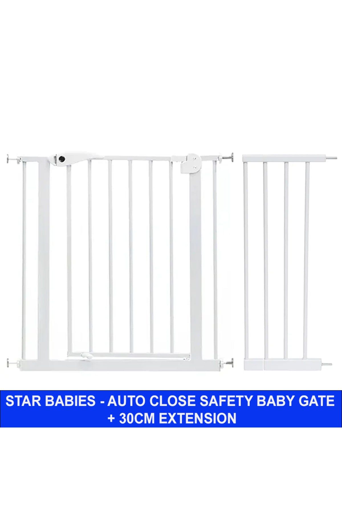 Star Babies - Auto-Close Safety Baby Gate - 75-84cm + 30cm Extension Kit