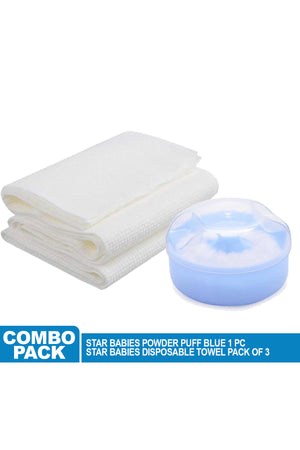 Star Babies - Kids Powder Puff w/ Disposable Towel 3pcs - Blue