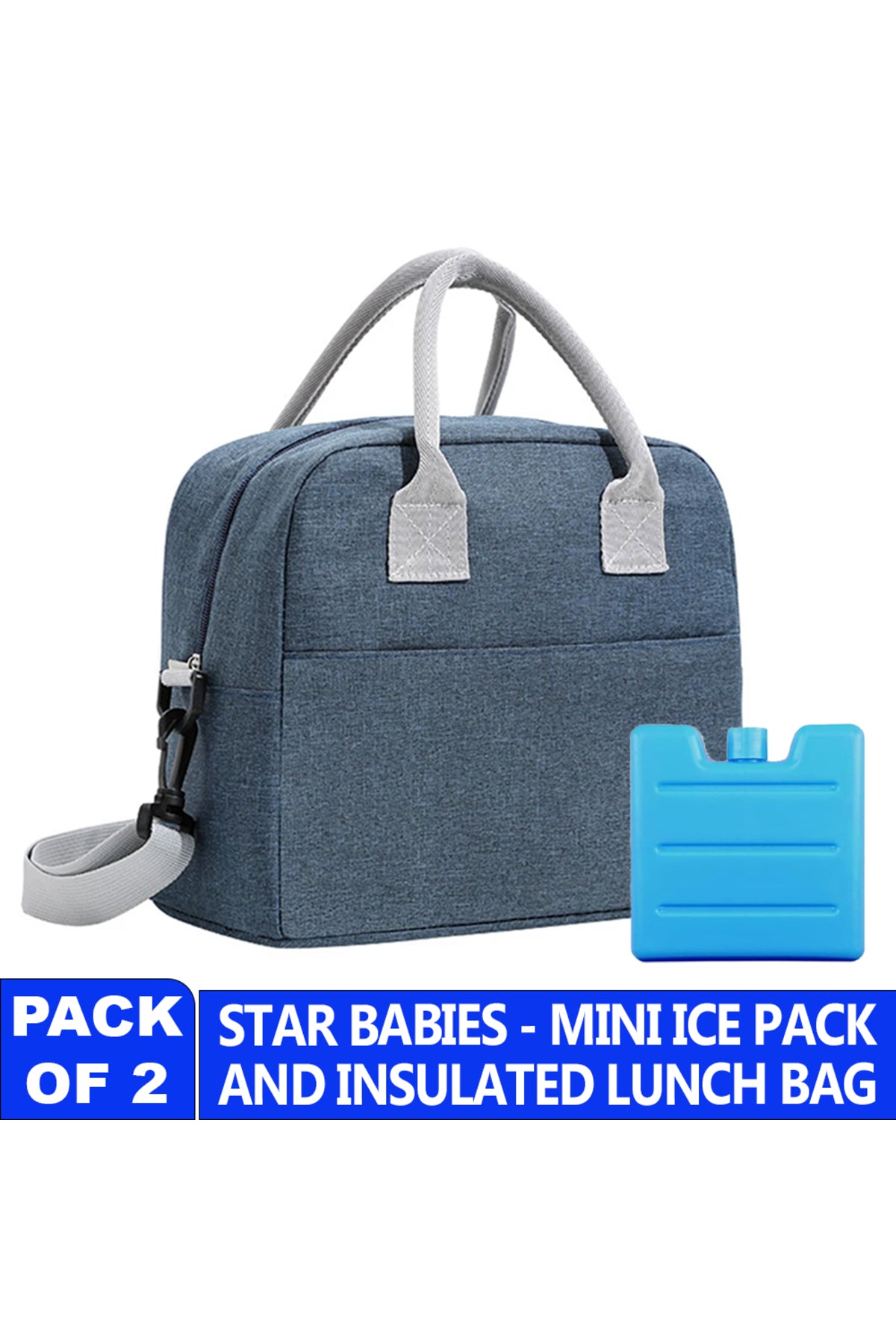 Star Babies Insulated Lunch Bag with Ice Pack Blue