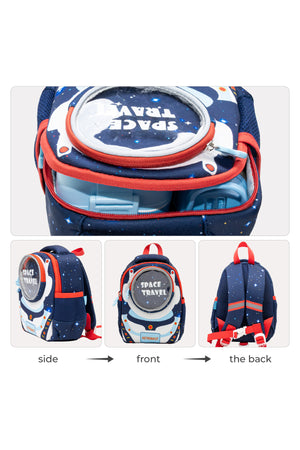 MOON Kids Backpack  – Comfy 3D Design,Padded Straps, Waterproof-Perfect for Preschool, Nursery, Snacks & Lunchbox-Space Adventure