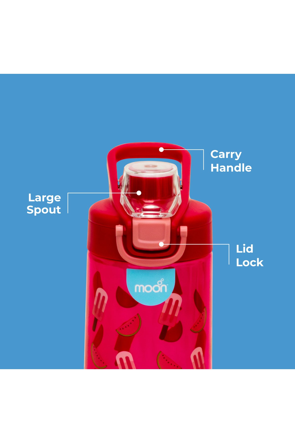 MOON Kids Tritan Bottle 103x74x186mm 470ml / 16oz -Pink