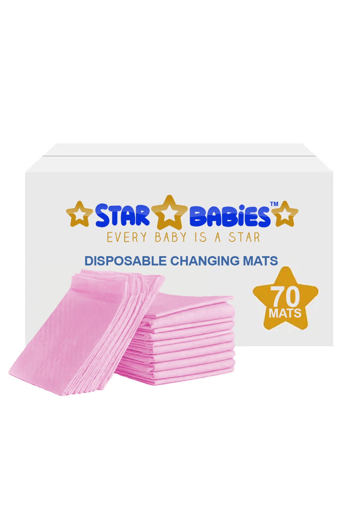Star Babies - Disposable Changing Mat - L - 45 X 60 cm - 70pcs - Pink