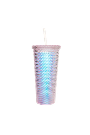 Star Babies - Shiny Bling Glitter Dimond Bottle With Lid And Straw - Multicolor - 750ml