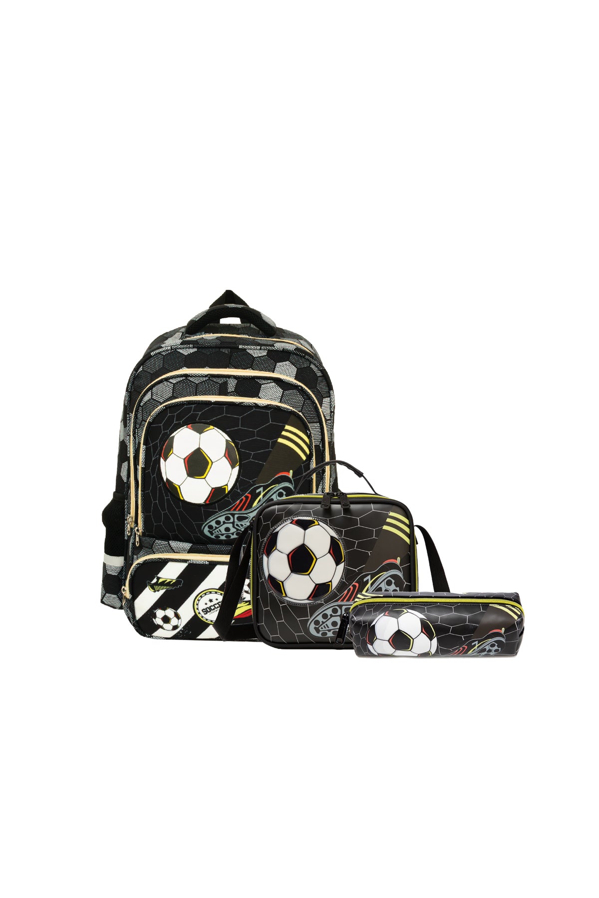 MOON  3 in 1 Kids Backpack  Set   - (16-Inch) Premium Kids School Bag with Lunch Bag & Pencil Case-Football