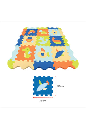 MOON Kids Puzzle Activity Floor Mat -  9PCS W/BORDERS - OCEAN WORLD
