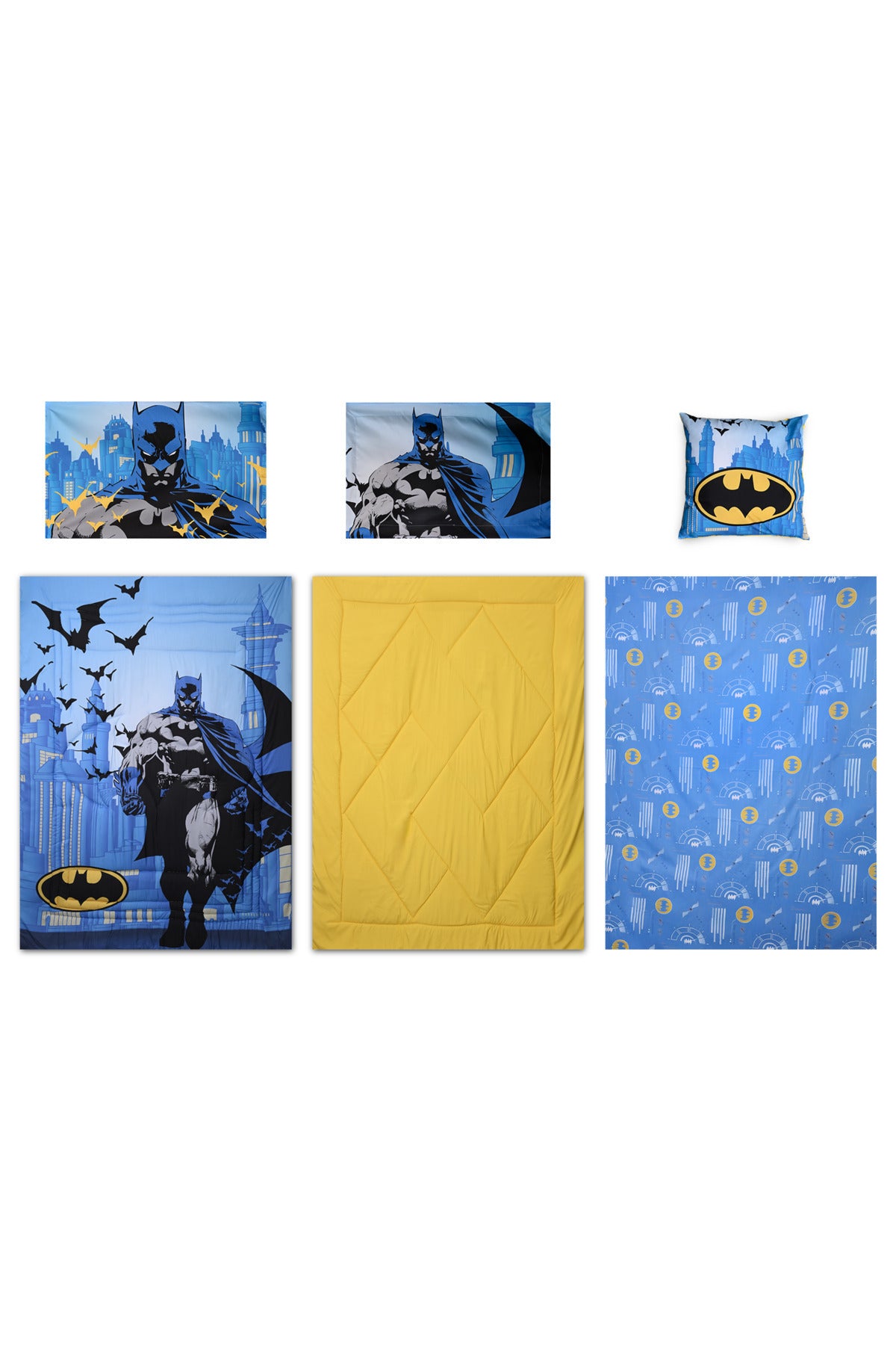 Batman 5-In-1 Bnb Comforter Set – Brushed Microfiber With Polyester Shell – Blue