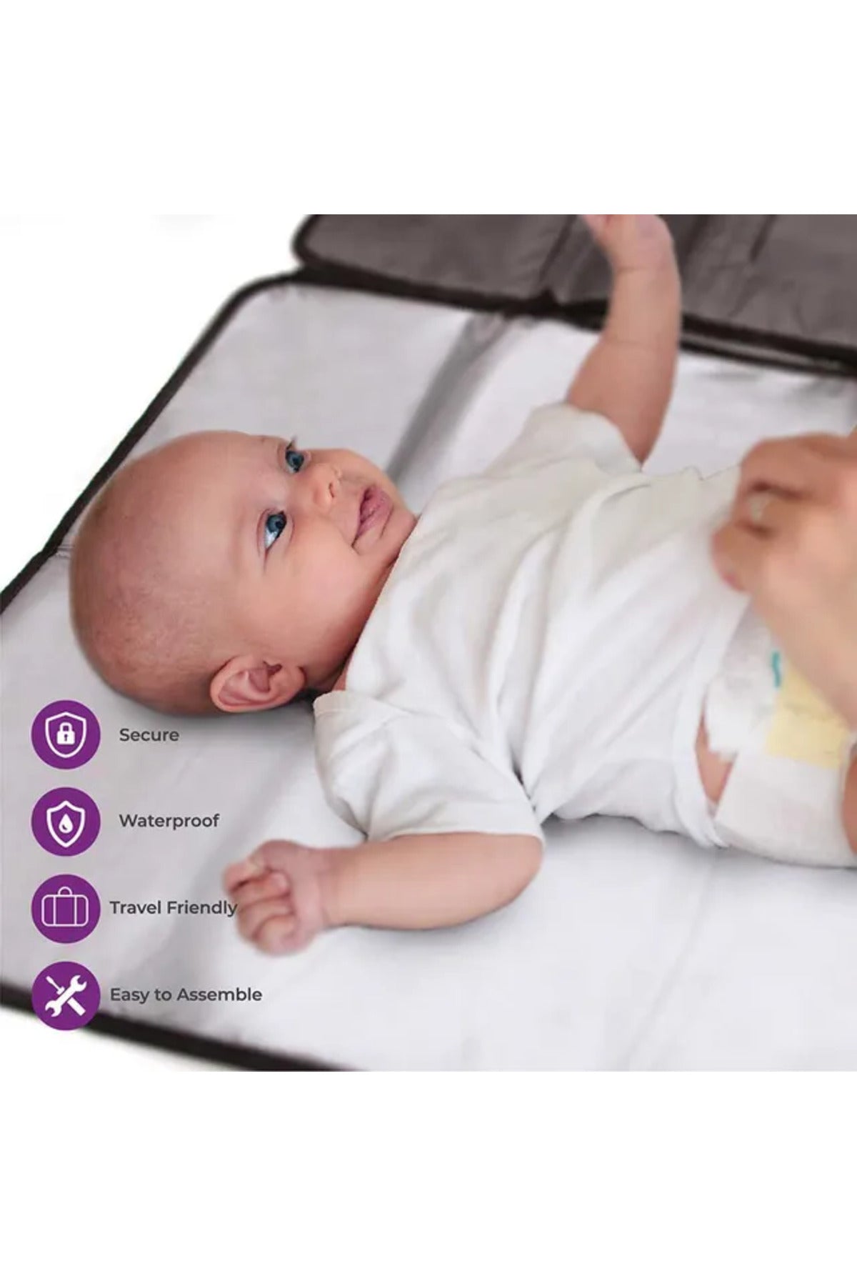MOON Portable Diaper Changing Station -Waterproof Foldable Baby Travel Changing Bag kit - Black Twill