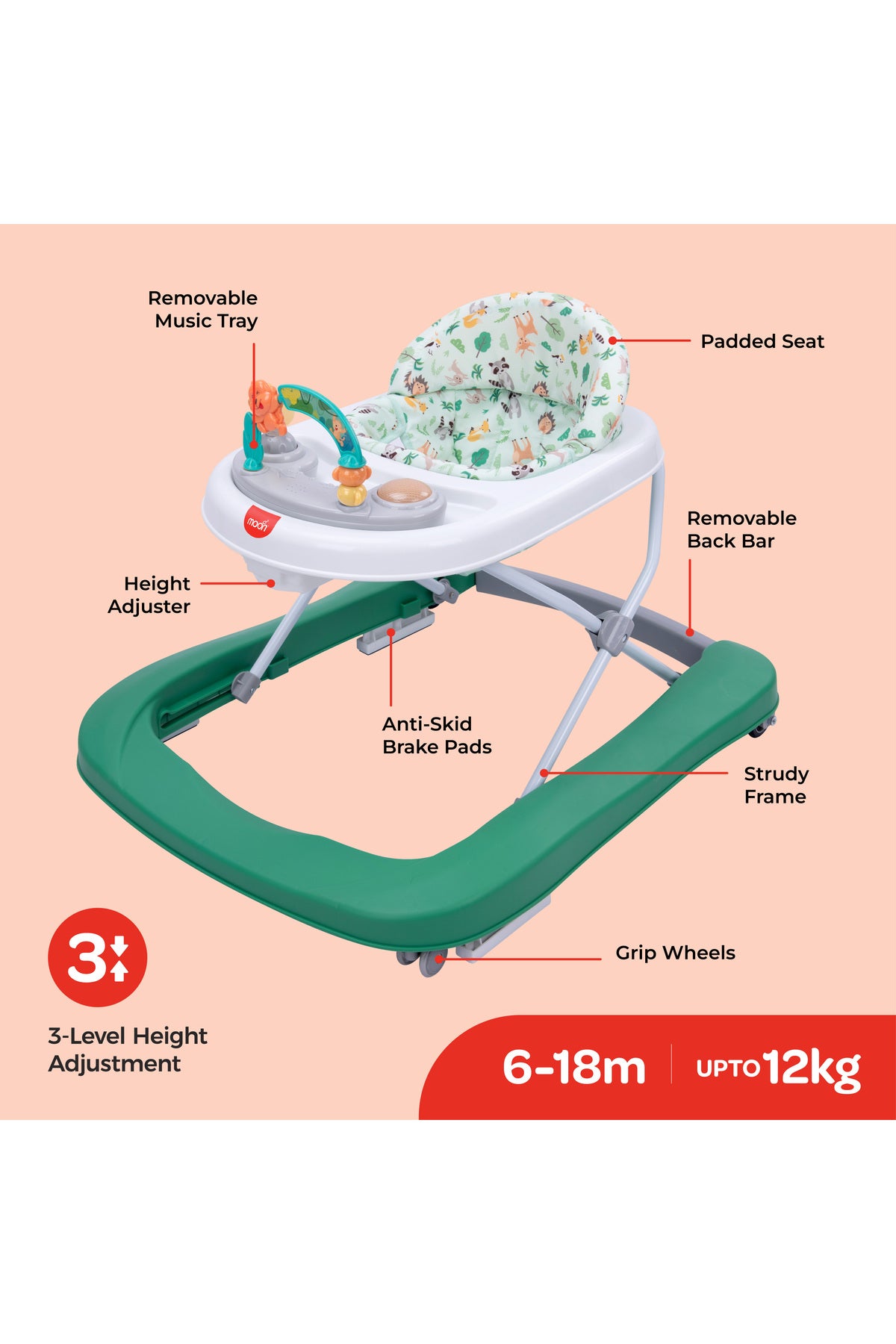 MOON stride Baby walker-Green