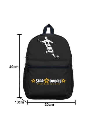 Star Babies Football  theme  16-Inch Children's Backpack for boys Adjustable Shoulder Strap- Black  With food jar,Blue-500ml