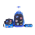 MOON Licensed SONIC  the Hedgehog 3-in-1 Kids Trolley Backpack Set     - (18-Inch) Premium Kids School Bag with Lunch Bag & Pencil Case-Black&Blue