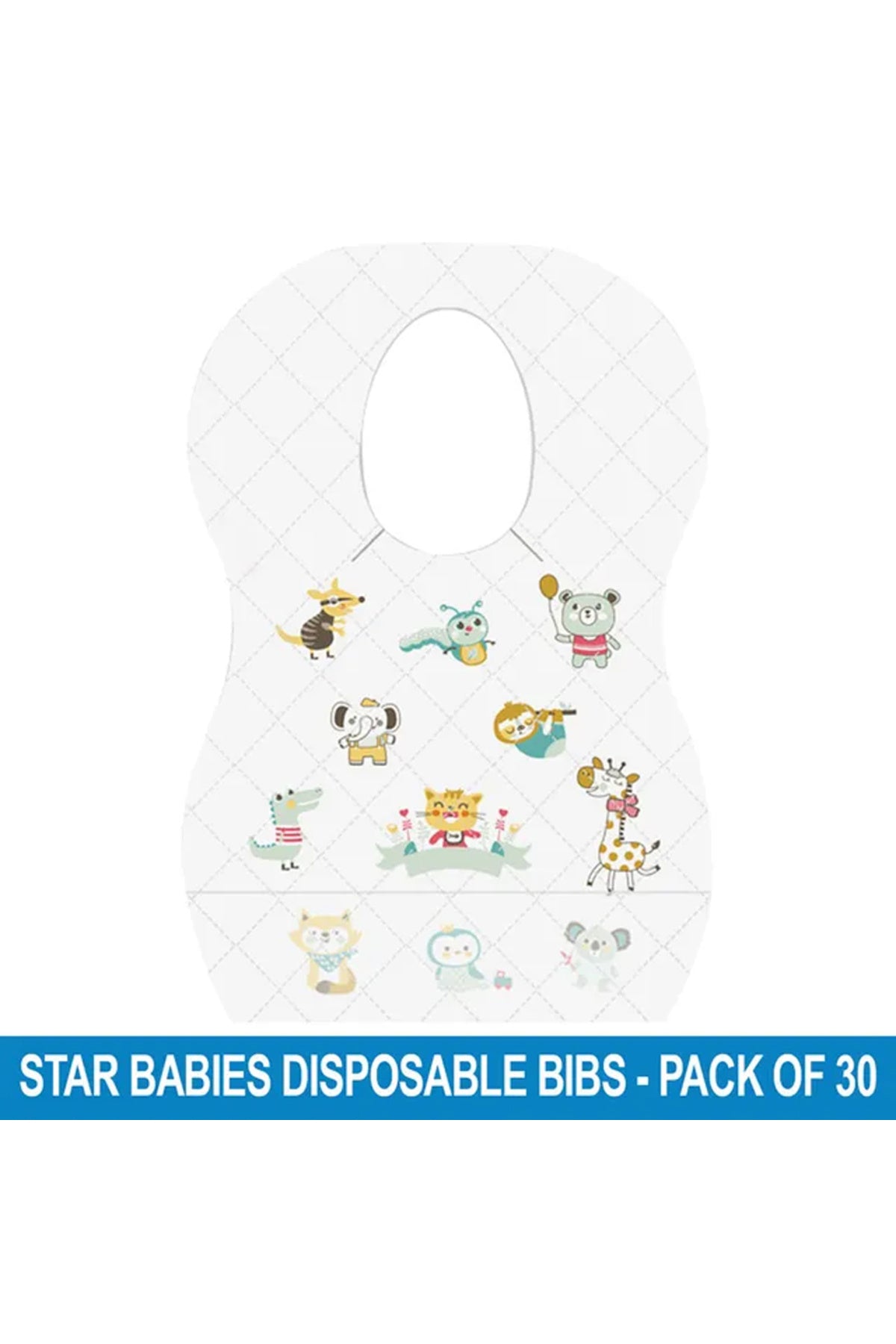 Star Babies Animal Print Disposable Bibs - 30 Pieces