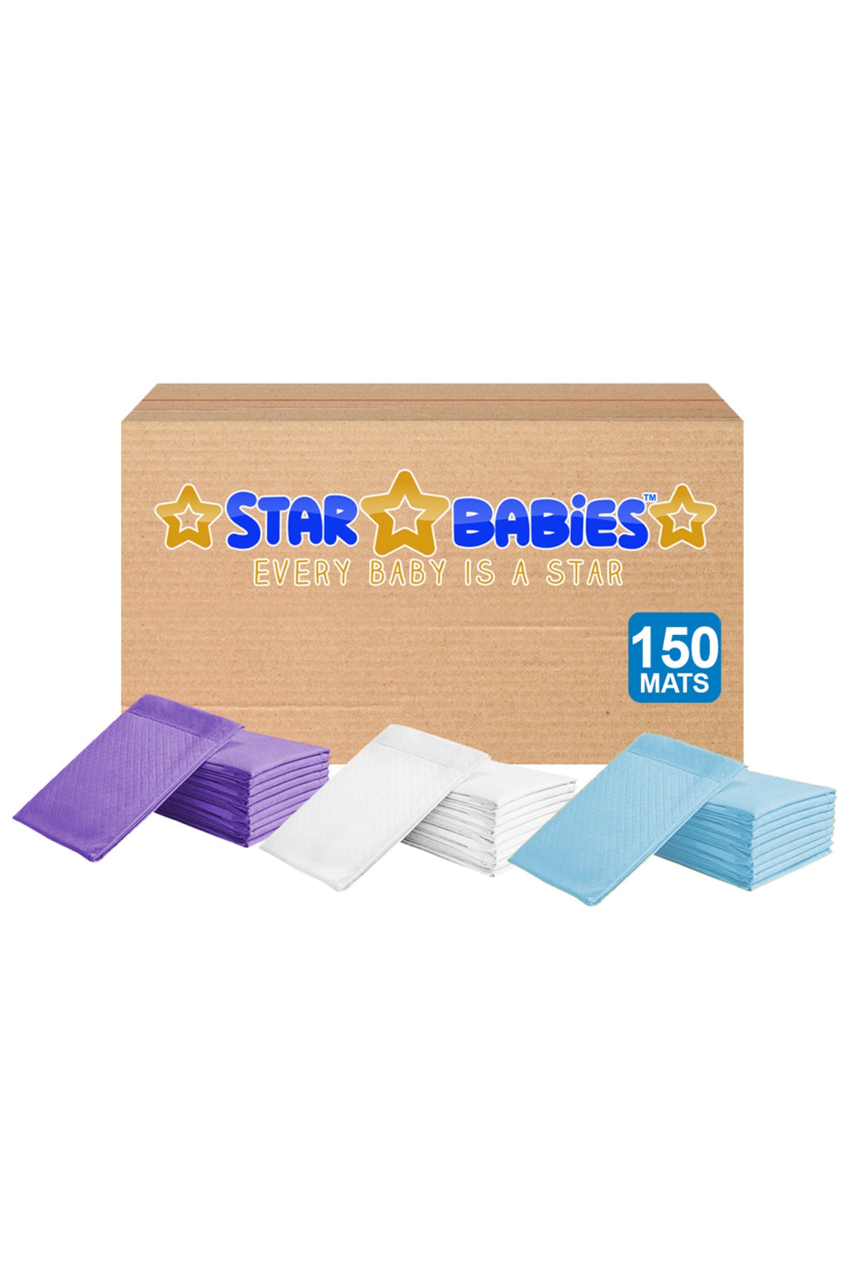 Star Babies Disposable Changing Mat Assorted Color (50pcs Lavender  50pcs Yellow  50pcs White)  - Pack of 150