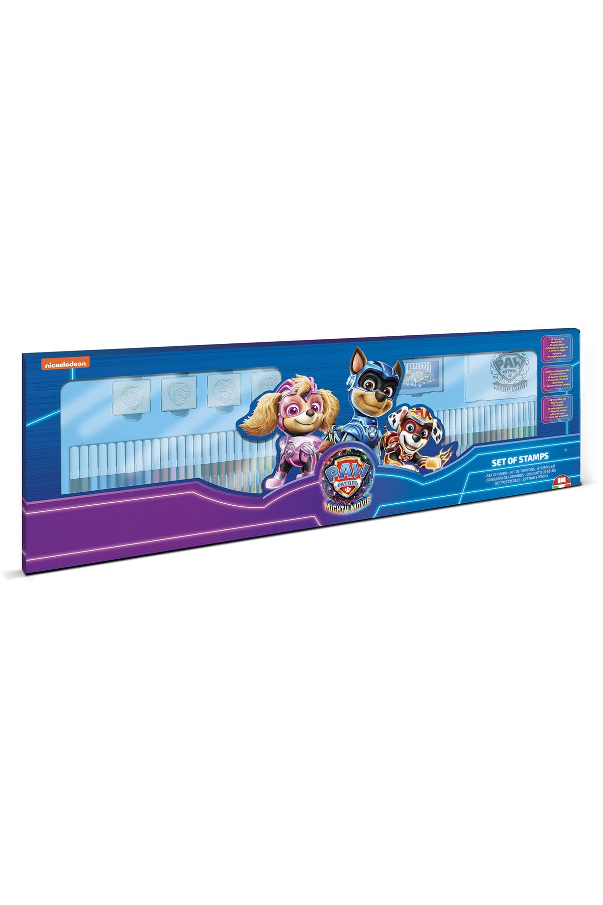 Multiprint Paw Patrol Movie 60-Piece Felt-Tip Pen Set – Includes 60 Felt Pens, 10 Pencil Crayons, 10 Wax Crayons, 6 Stamps, Ink Pad, Coloring Book, Notebook & 30 Stickers – 100% Made in Italy