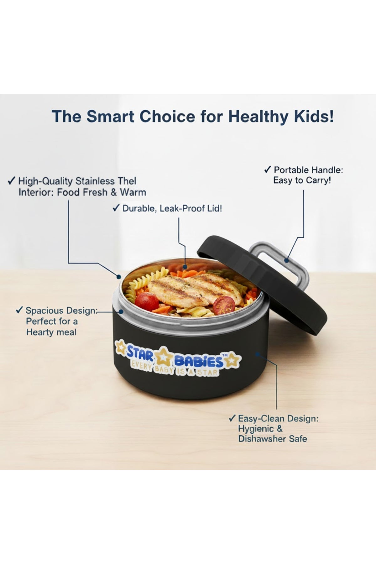 Star Babies -  Stainless steel Food jar with mini flask combo