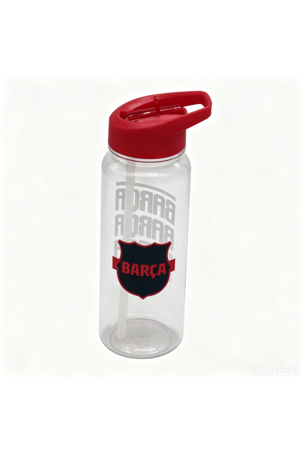 FC Barcelona Plastic Water Bottle 600ml with Straw Lid, BARCA Football Leakproof School Bottle for Boys, Teens & Kids, Reusable Sports Bottle for Gym, Travel & Outdoor Use (Green & Black)
