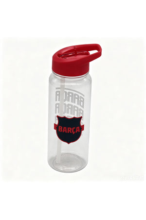 FC Barcelona Plastic Water Bottle 600ml with Straw Lid, BARCA Football Leakproof School Bottle for Boys, Teens & Kids, Reusable Sports Bottle for Gym, Travel & Outdoor Use (Green & Black)