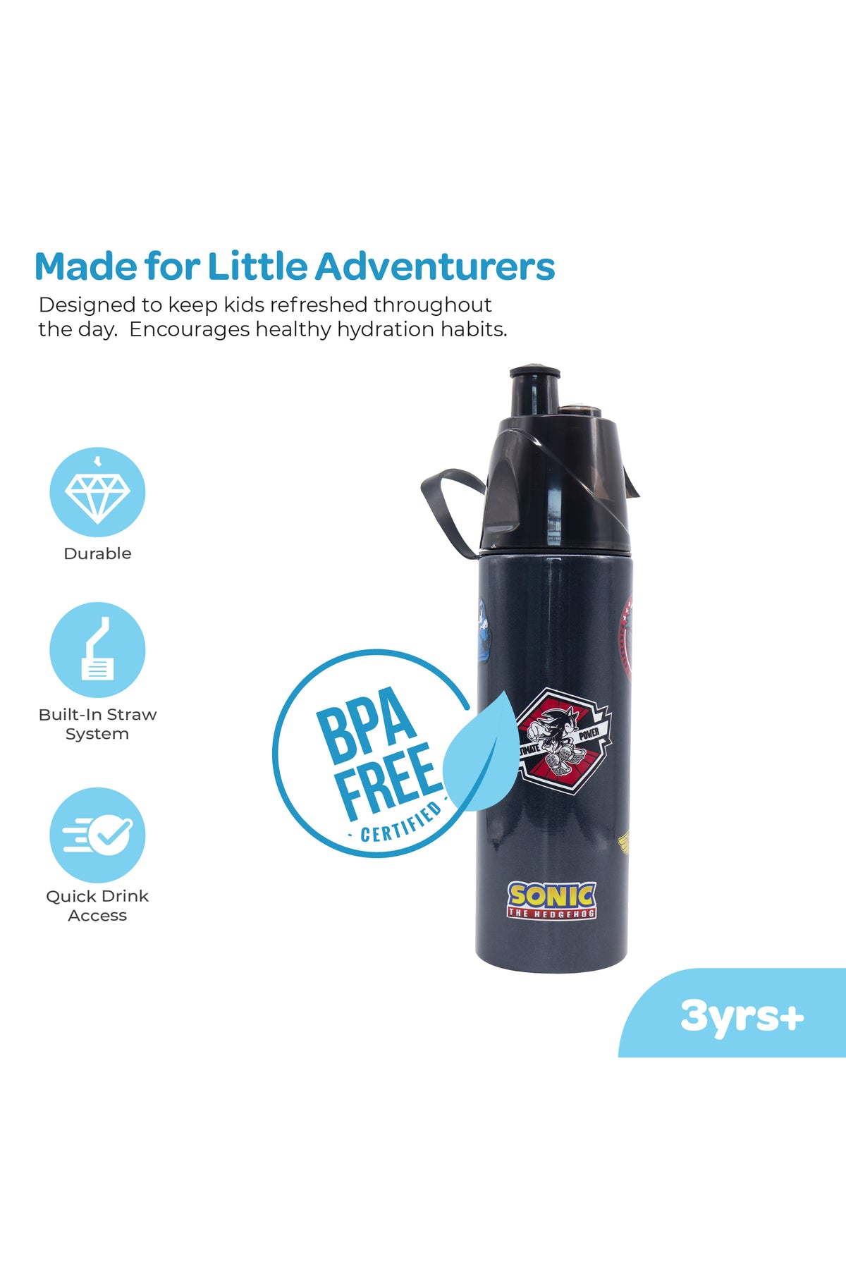 MOON Licensed Top Gun Water Bottle with Spray Mist | Cooling Spray | BPA-Free  Stainless Steel | Leak-Proof for School, Camping, Hiking, Outdoor Play | Boys Water Bottle |500ml