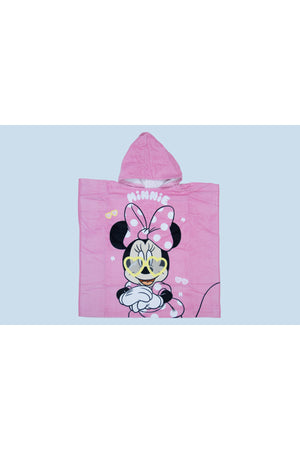 Minnie Kids Poncho Towel – 100% Cotton Soft & Absorbent Hooded Bath Towel – Pink – Girl
