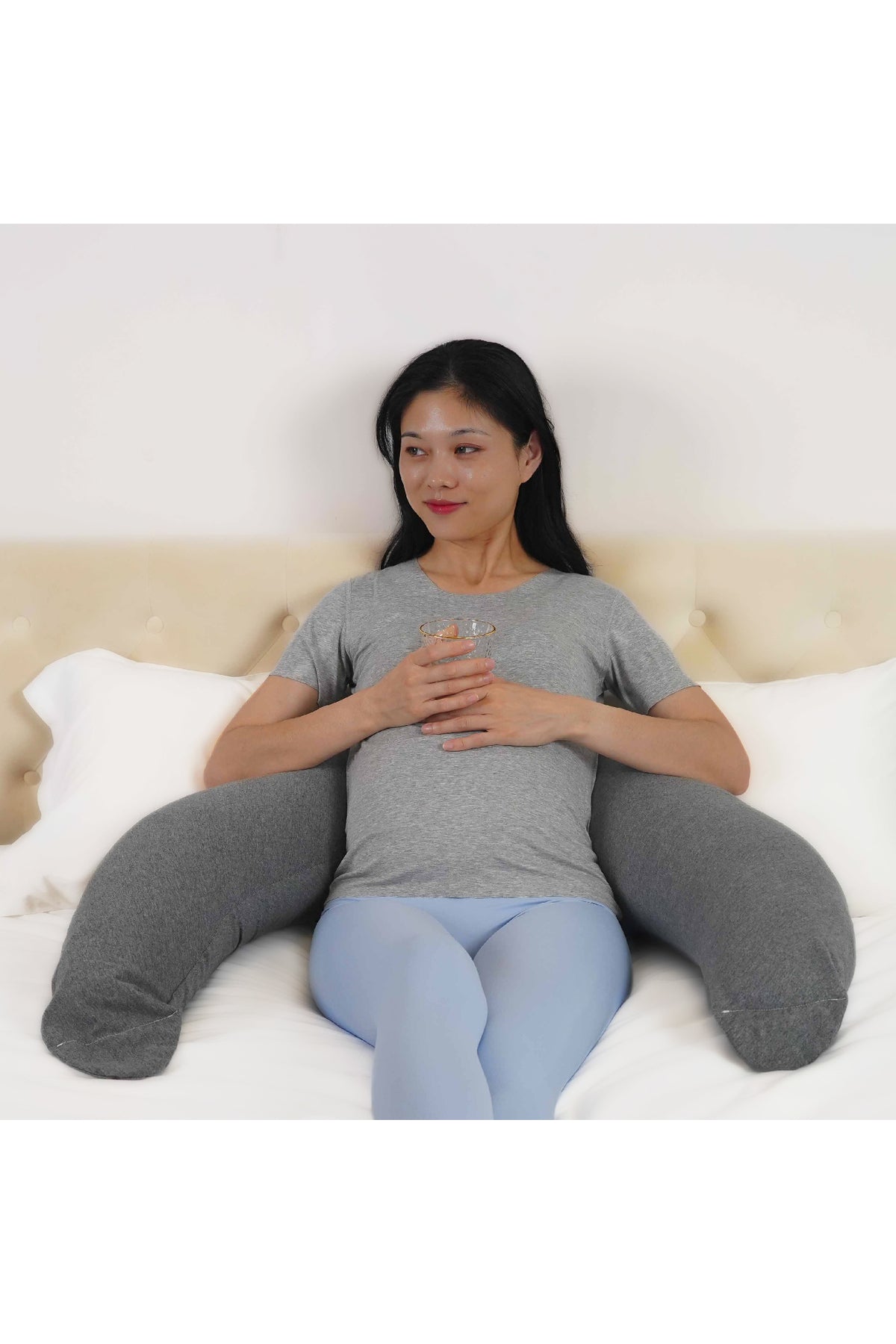 MOON Organic Cresent Maternity Pillow - Grey