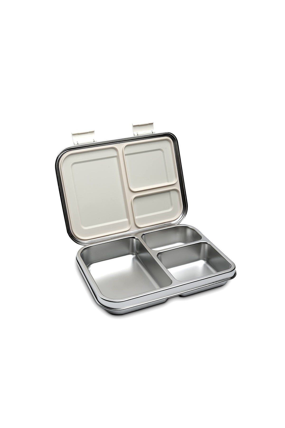 Bamboo Bark Stainless Steel Bento Lunch Box with Lid, 1030ml Leakproof Metal Stackable Snack Box, and 3 Multi-Compartment Divided Meal Prep Food Storage Containers for School, Travel and Work – (Butterfly Print)