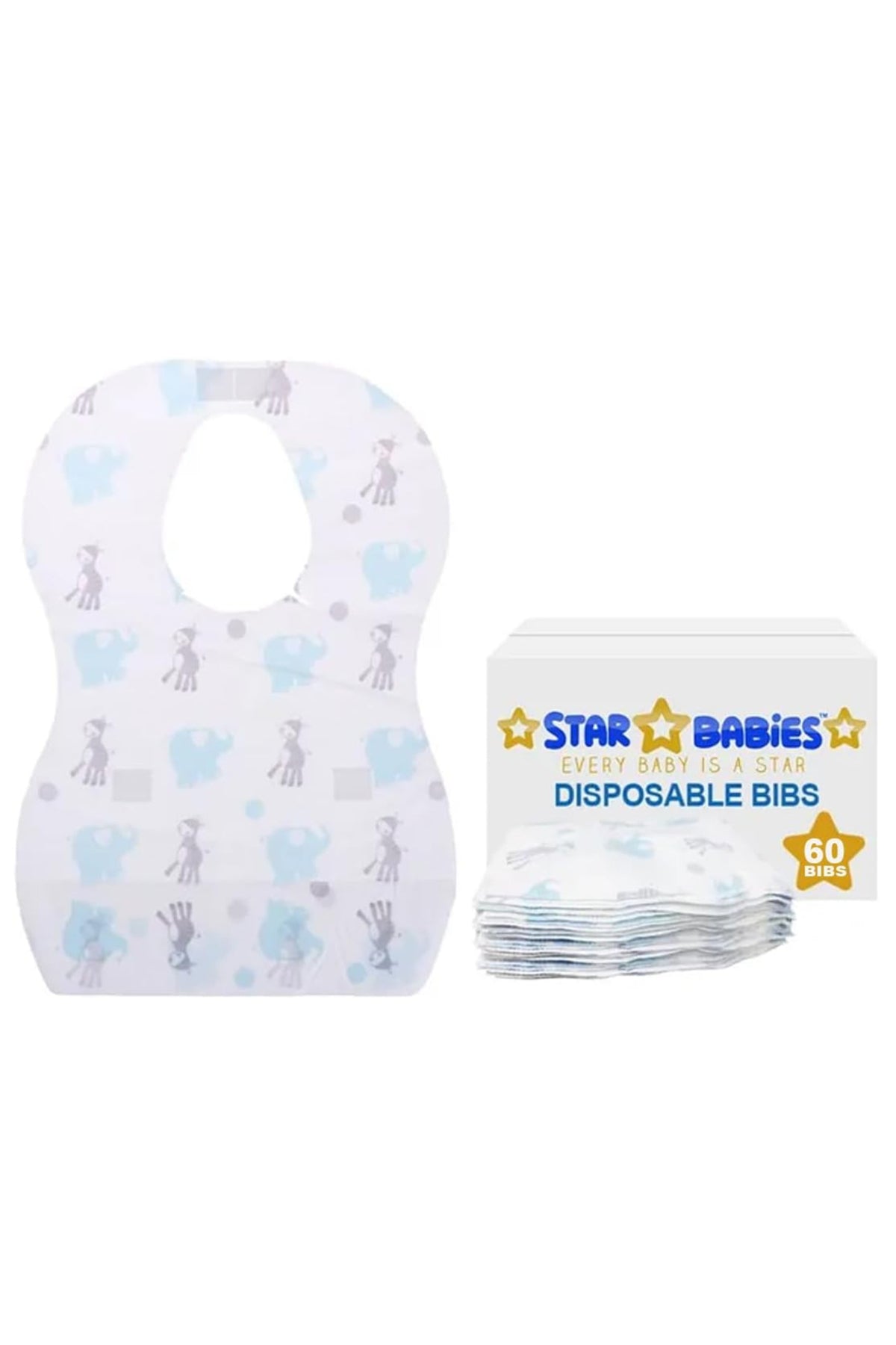 Star Babies Disposable Bibs - Pack of 60 - Elephant