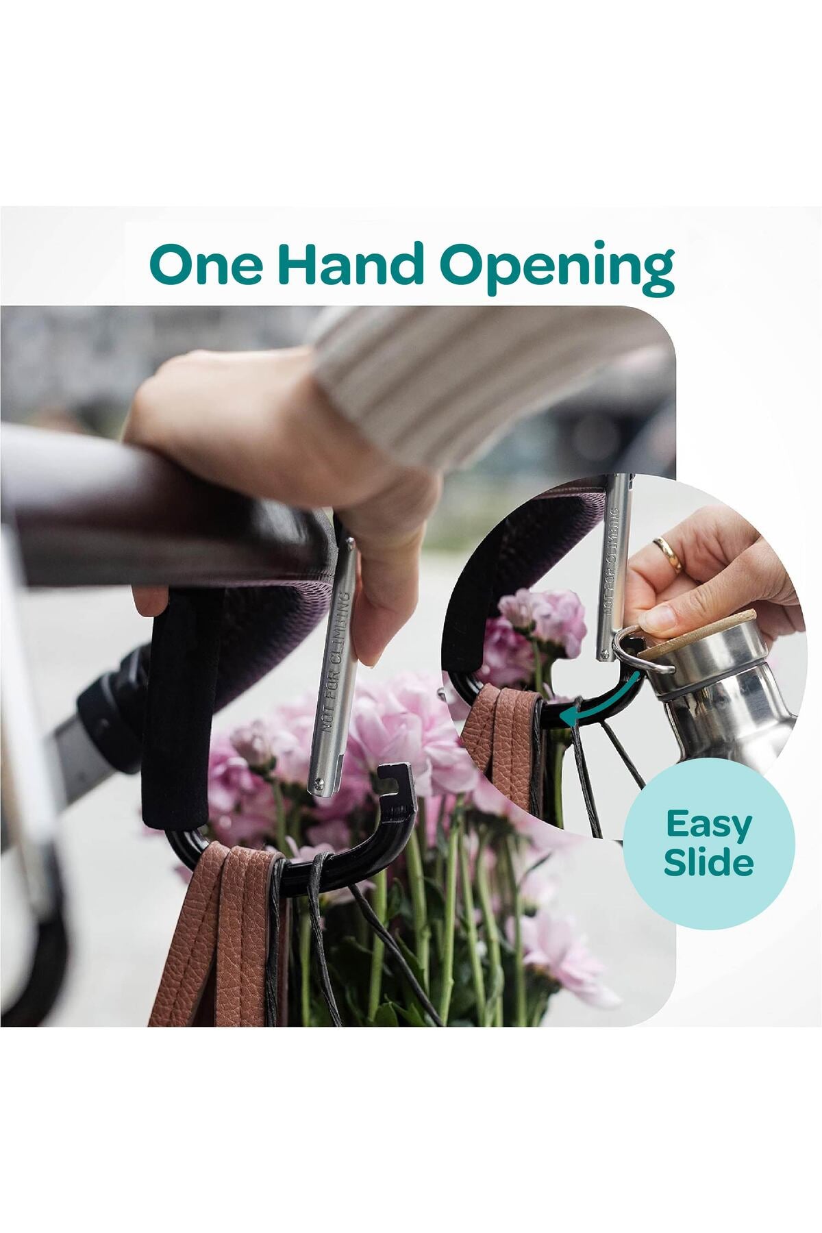 MOON Hands-Free Baby Stroller Hook - Durable, Lightweight & Strong - Black