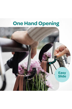 MOON Hands-Free Baby Stroller Hook - Durable, Lightweight & Strong - Black