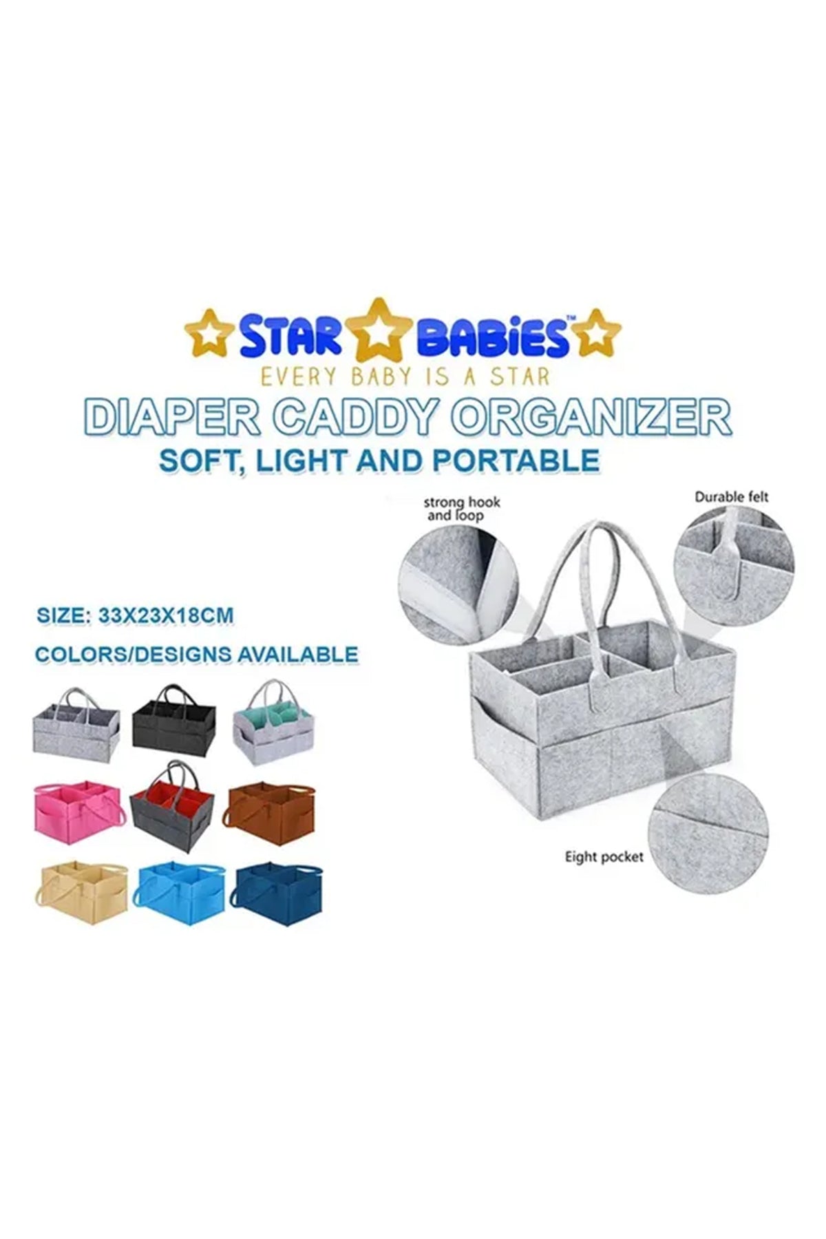 Star Babies - Caddy Diaper Bag W/ Powder Puff - Assorted