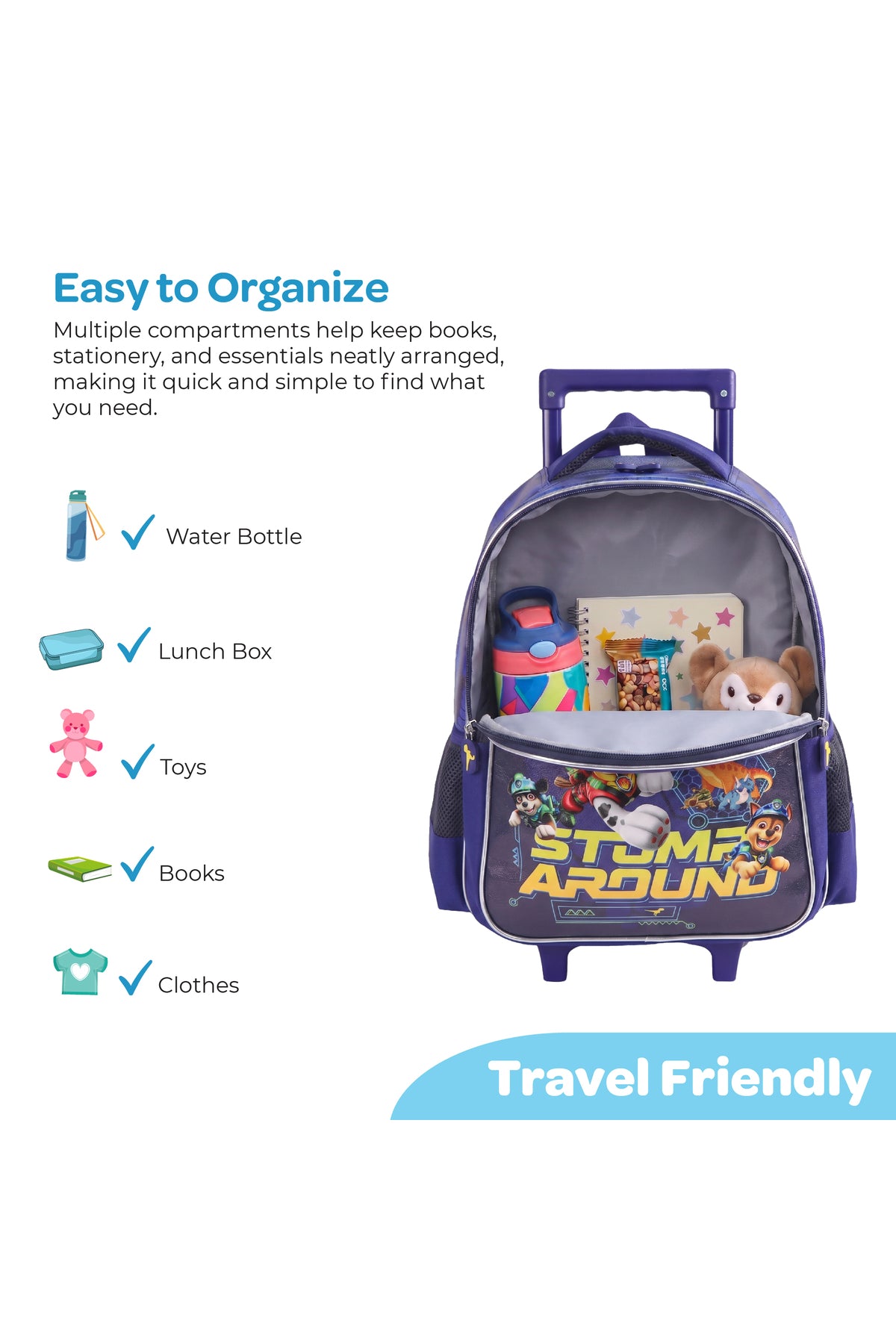 MOON Licensed Paw Patrol  3 in 1 Kids Trolley Set   - (16-Inch) Premium Kids School Bag with Lunch Bag & Pencil Case-Blue