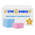Star Babies Disposable Changing Mats Pack Of 60 Blue 40, Pink 20, Assorted