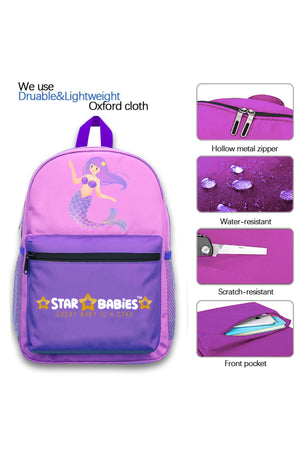 Star Babies 16-Inch Mermaid Themed Children's Backpack with 5 compartment Bento lunch box , Stainless steel water bottle and Dual Zipper Pencil Case
