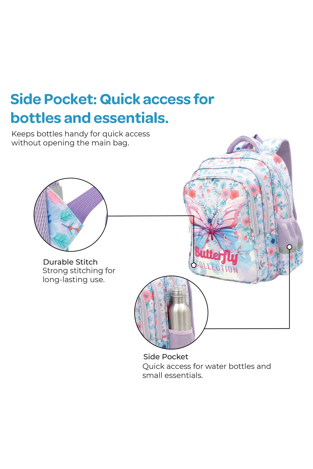 MOON  Kids Backpack    - (16-Inch)  Premium Kids School Bag -   Butterfly