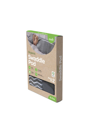 MOON Swaddle Pods with Beanie - Pack of 2, Front Two-Way Zippered-Grey and Stripes Print
