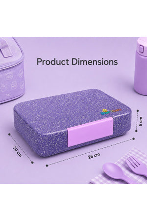 StarMarz Bento Glitter Lunch Box – Unicorn Theme – 4–6 Compartments, 1195Ml, Sandwich Cutters, Fruit Pickers & Detachable Tray – Multicolor