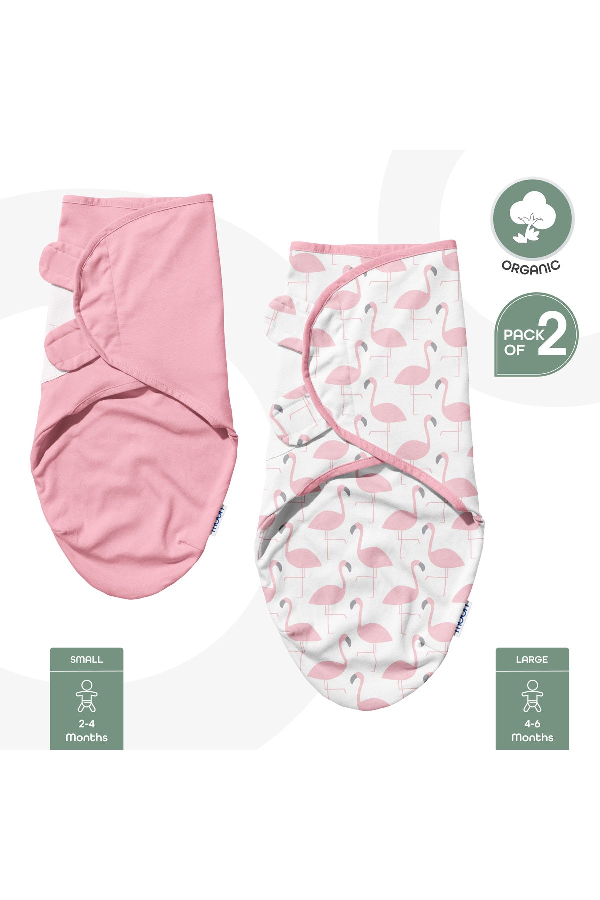 MOON Organic Swaddler pack of 2 - Pink