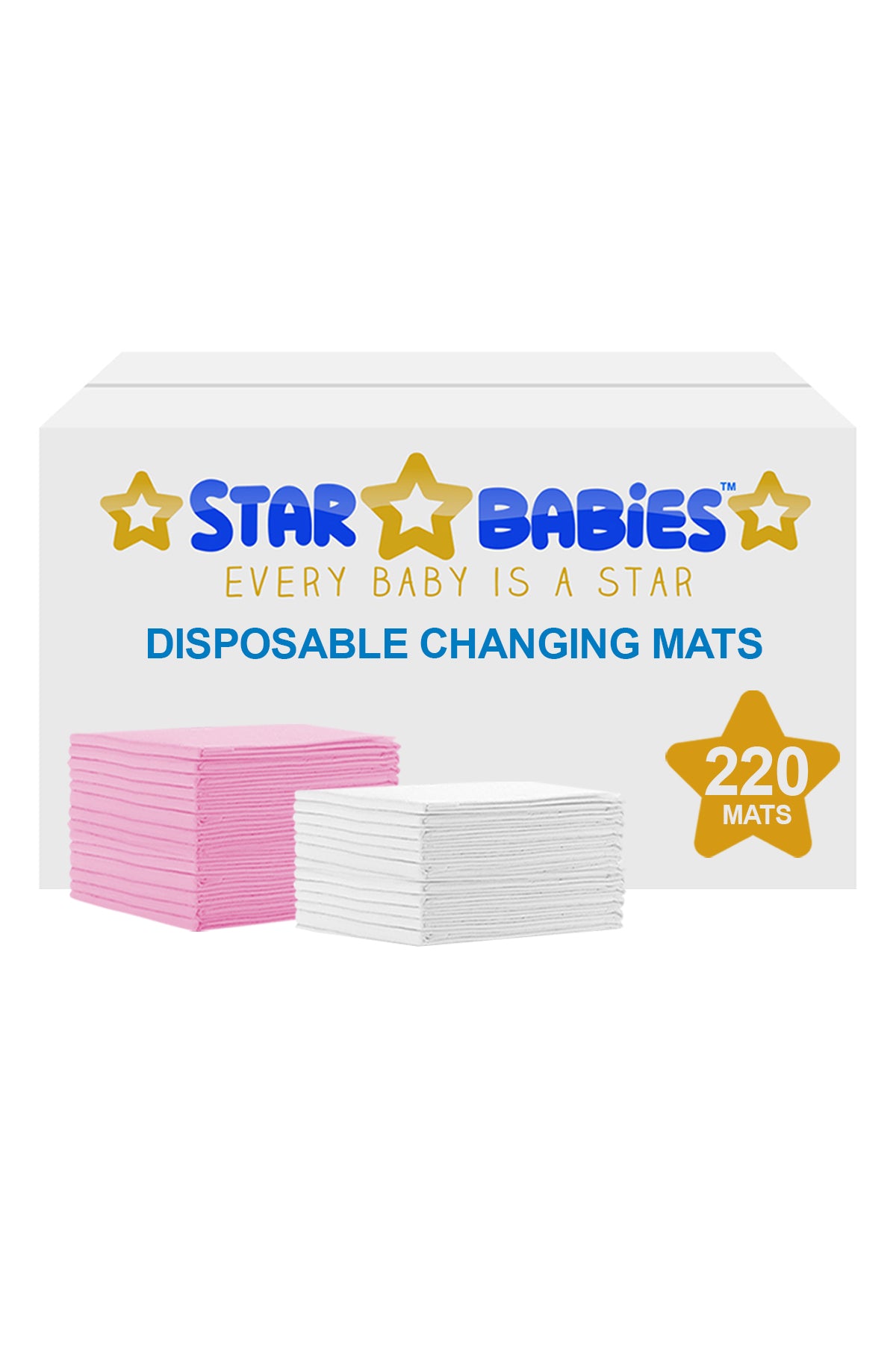 Star Babies - Disposable Changing mats (45x60cm) Large, Pack of 220 Assorted