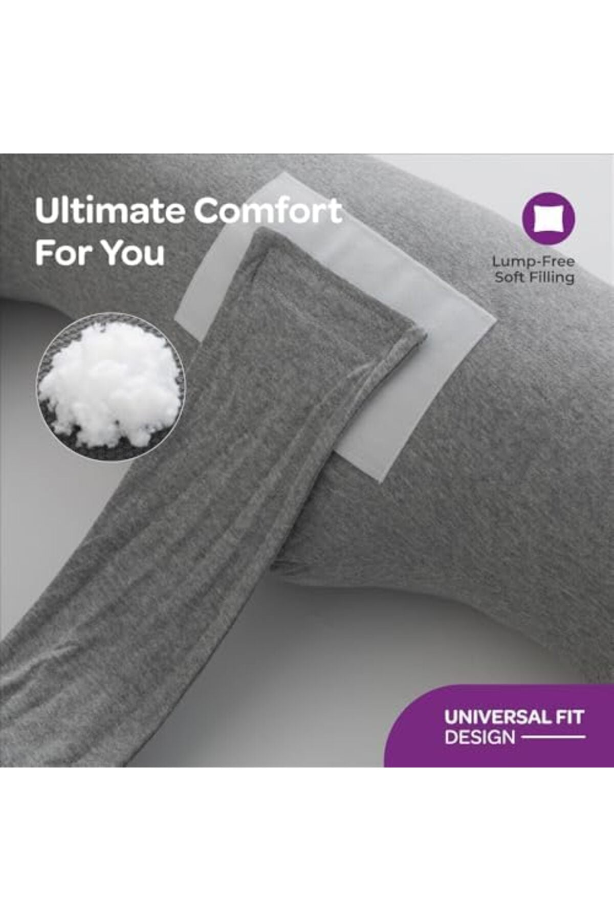 MOON Organic Multi Position Maternity Pillow with Detachable back support -Light Grey