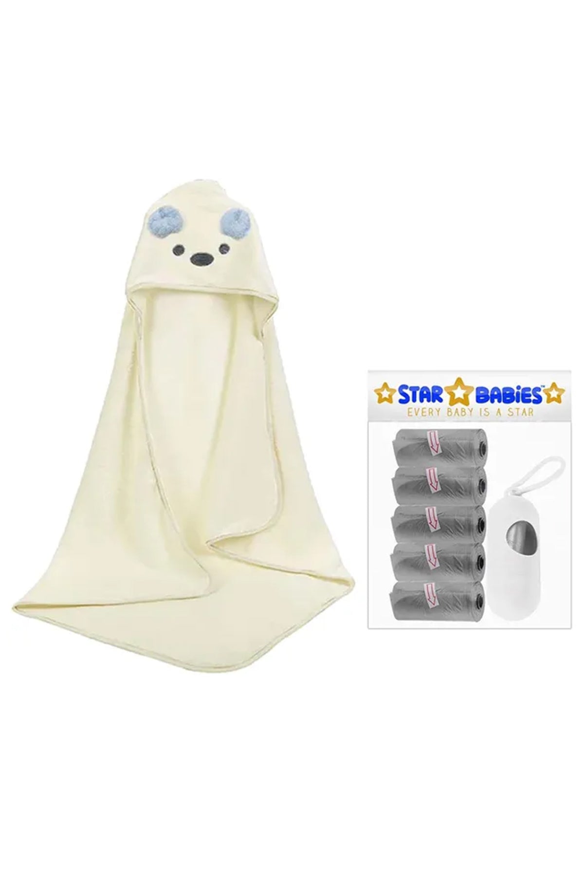 Star Babies - Microfiber Hooded Towel w/ Disposable Scented Bag w/ Dispenser - Grey