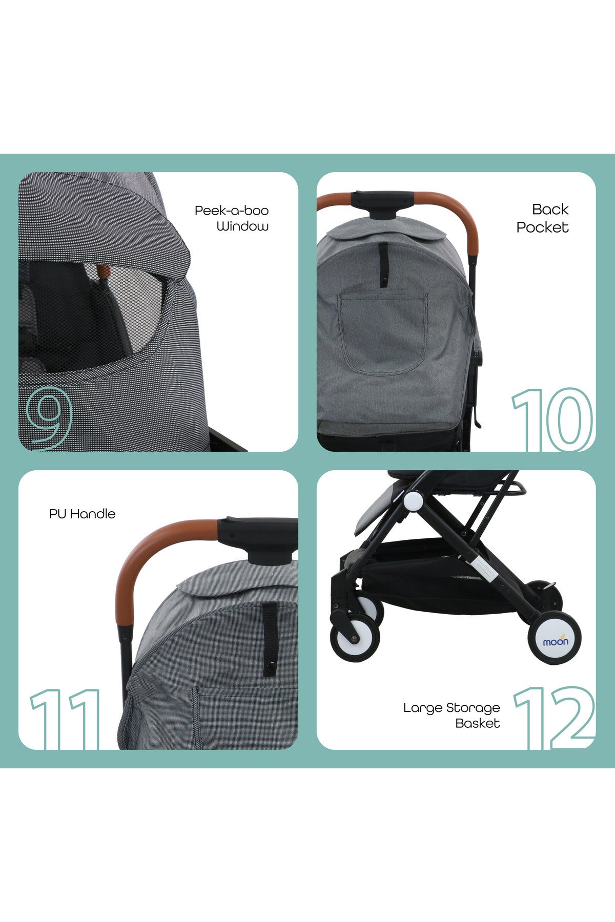 MOON Ritzi - Cabin Stroller - Black/Grey Dots