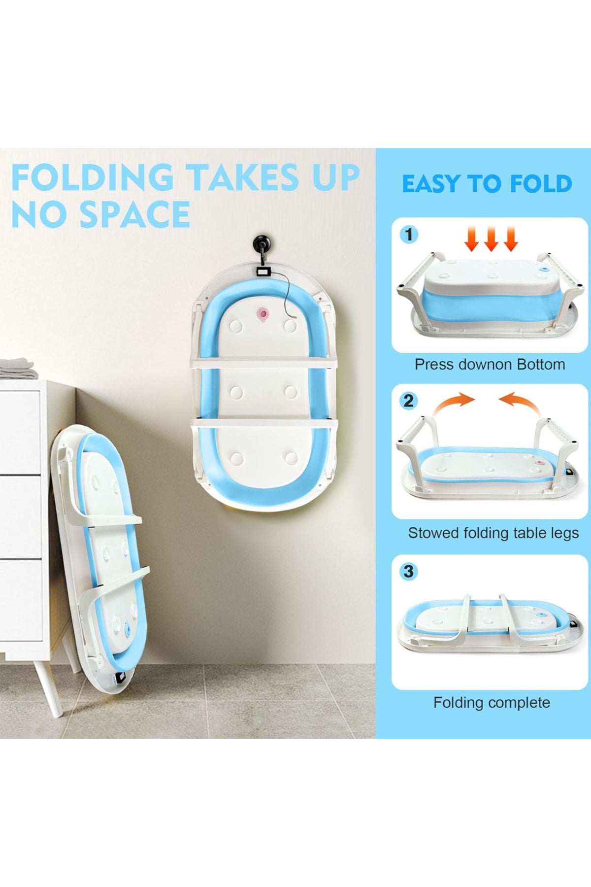 Star Babies - Baby Foldable Bathtub With Thermometer & Bathmat Set - Blue