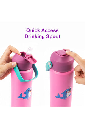 Cocobee-Insulated Stainless Steel Water Bottle, Leakproof, Soft Handle Grip, Odour Free, 500Ml, 3 Years+ – Pink