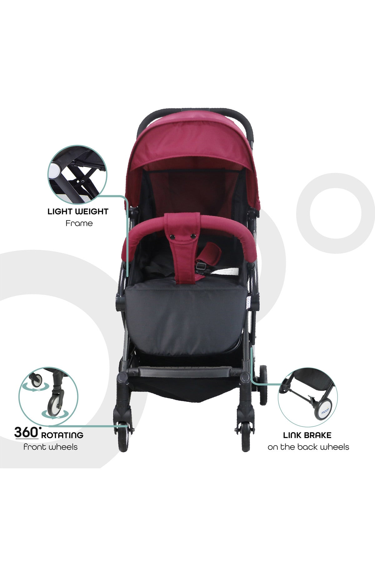 MOON Travel-Lite  - Cabin Stroller,Dark Red