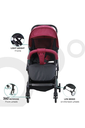 MOON Travel-Lite  - Cabin Stroller,Dark Red
