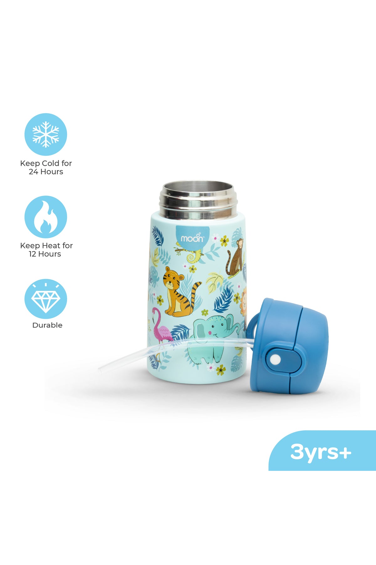 MOON Kids Insulated Water Bottle – BPA Free,Leak Proof Sipper for Toddlers – Eco-Friendly – Stays Cold or Warm for Hours  -Animal