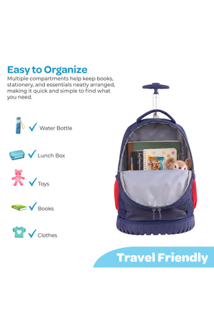 MOON Licensed Top Gun 3-in-1  Kids Trolley Set   - (18-Inch) Premium Kids School Bag with Lunch Bag & Pencil Case-Blue