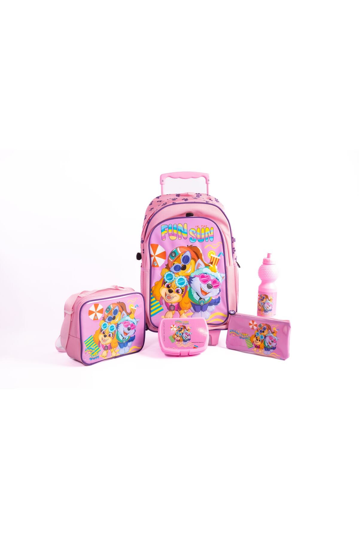 Paw Patrol 18" Trolley Bag Set With Lunch Bag, Pencil Case, Water Bottle & Lunch Box – Multicolor