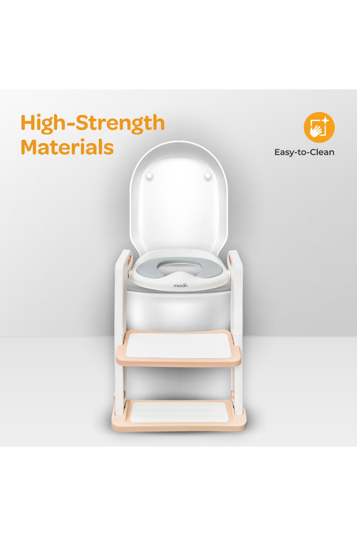 MOON Kids Step Stool Potty Trainer Seat -White and gold