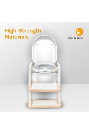 MOON Kids Step Stool Potty Trainer Seat -White and gold